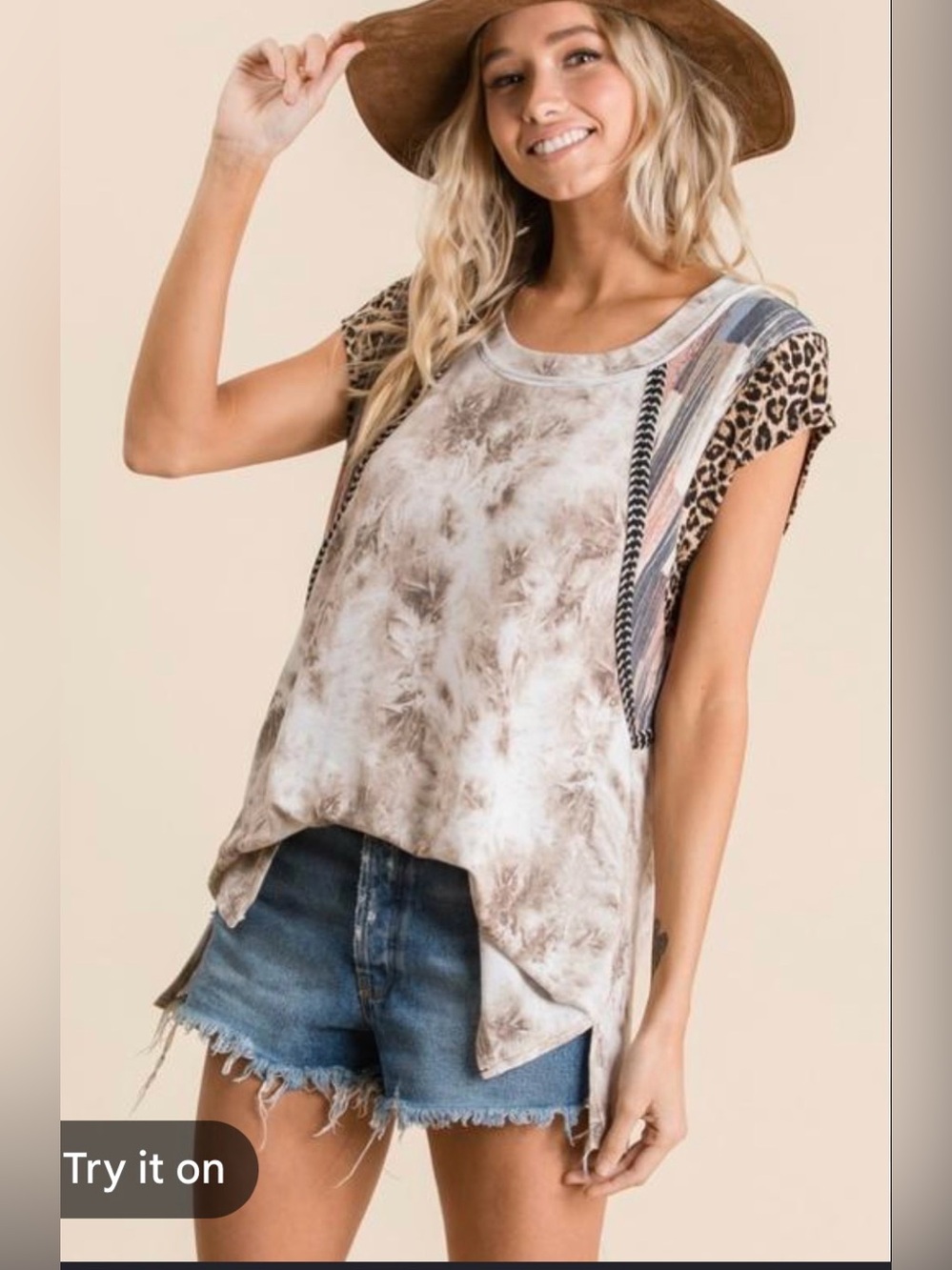 Ces Femme The dye and leopard top size medium